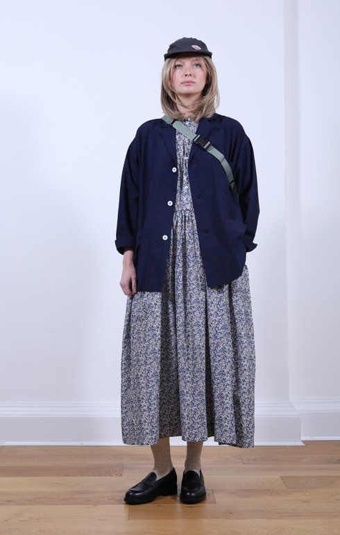 Classic Gathered Dress Liberty Print Blue Berry
