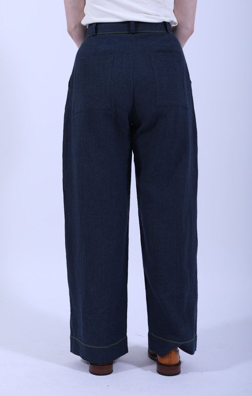 Mara Trouser With Trim Dark Indigo