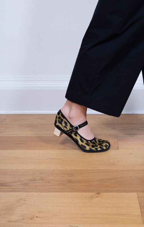 Heel M.J Velvet Leopard Yellow