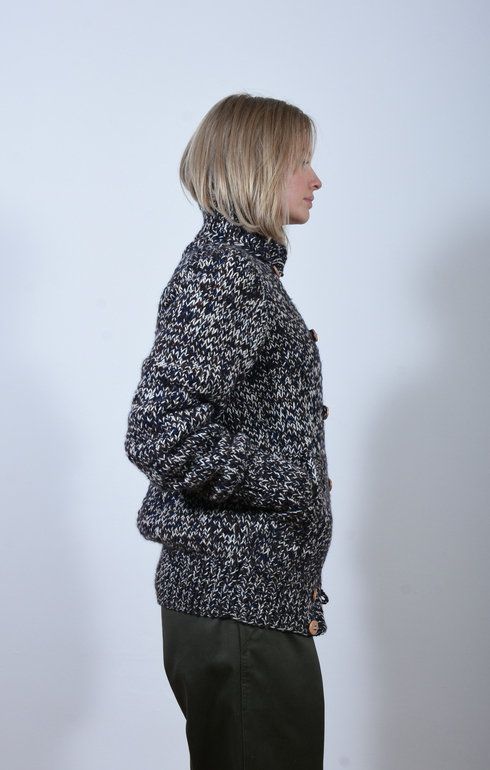 Shawl Collar Loop Button Cardigan