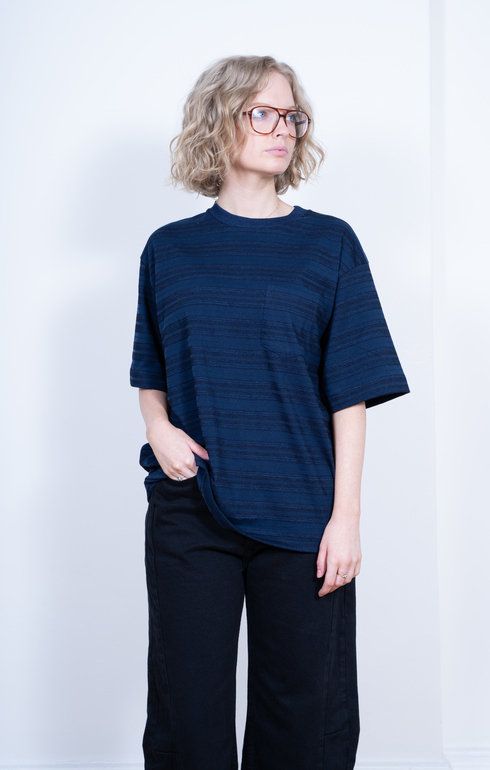 Indigo Stripe Tee Smolder Black