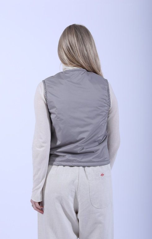 Insulation Collarless Vest Taupe
