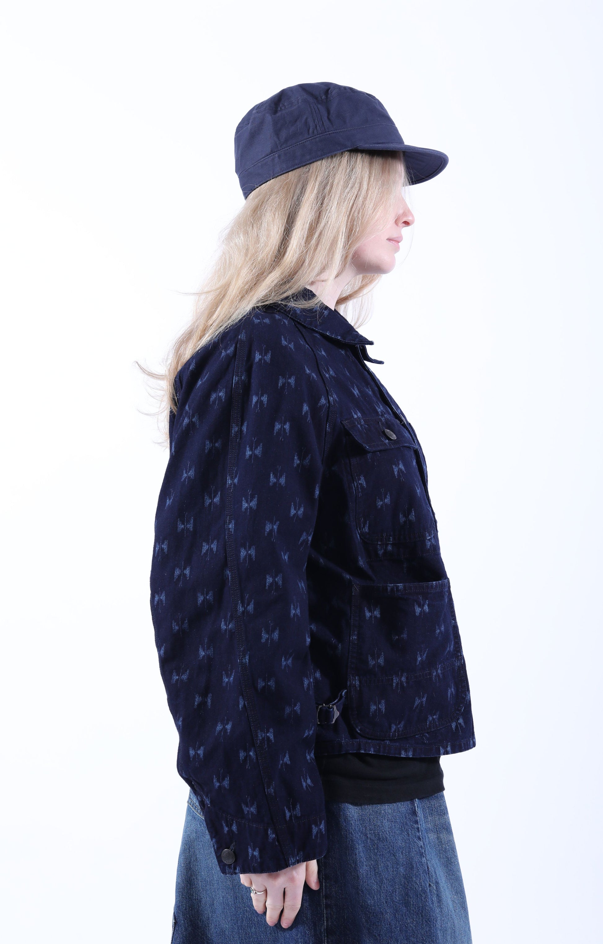 Short Coverall Jacket 9oz Printed Indigo Papillon