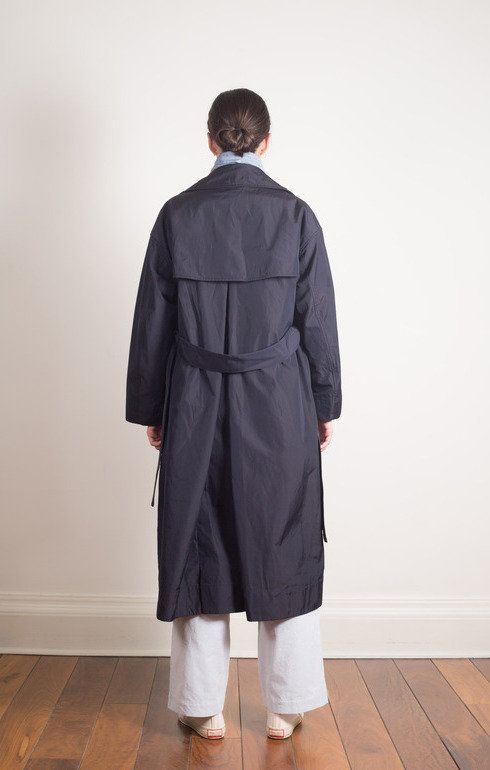 Oversized Trench Robe Coat Black Navy