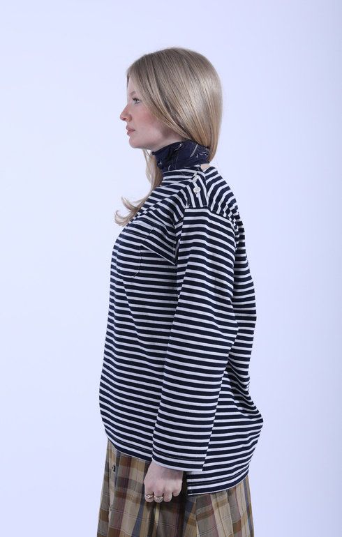 Basque Shirt Navy/White Stripe