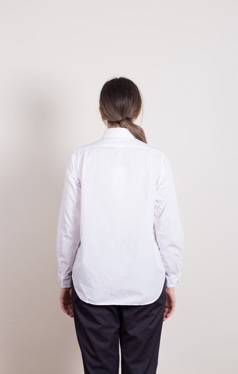 Short Collar Shirt White Poplin