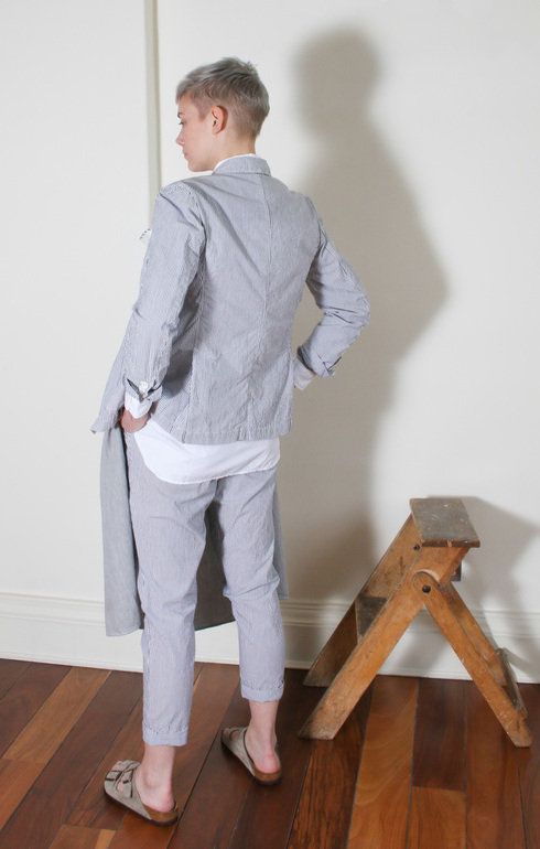 Willy Post Pant Grey/White Seersucker
