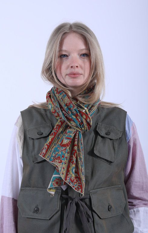 Long Scarf Floral Stripe