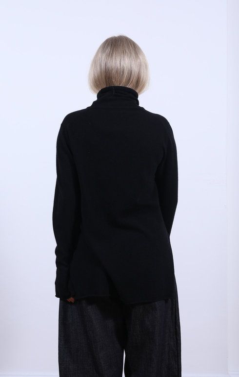 Side Split Roll Neck Black