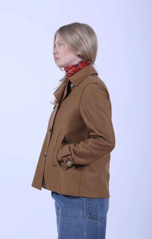Cropped Trench Pressed Wool Toffee