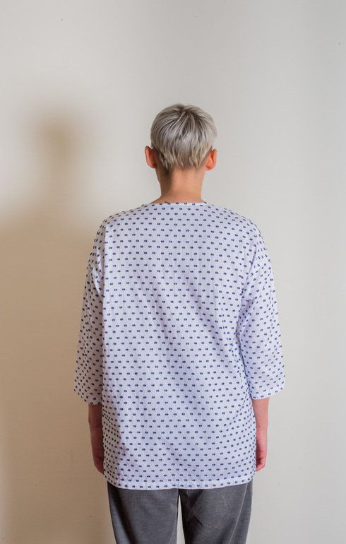 Big Henley Neck Shirt White Black