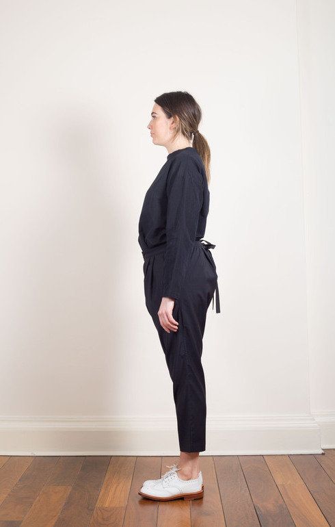 Pleated Back String Pants Navy