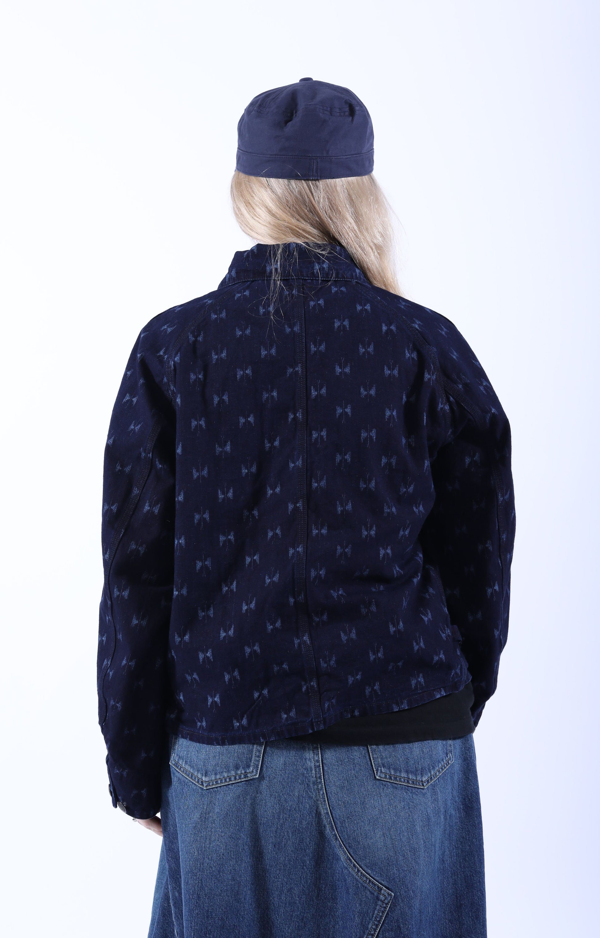 Short Coverall Jacket 9oz Printed Indigo Papillon