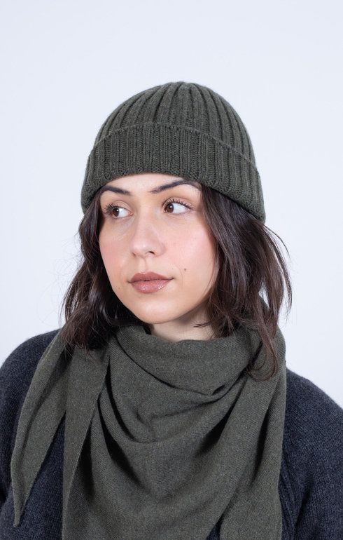Cashmere Rib Beanie Loden