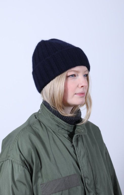 Cashmere 2x2 Rib Cap Navy