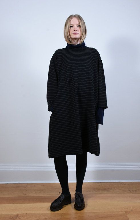 Side Panel Basque Shirt Dress Black