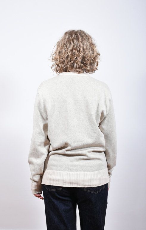 Vintage Crew Sweater White x Moss