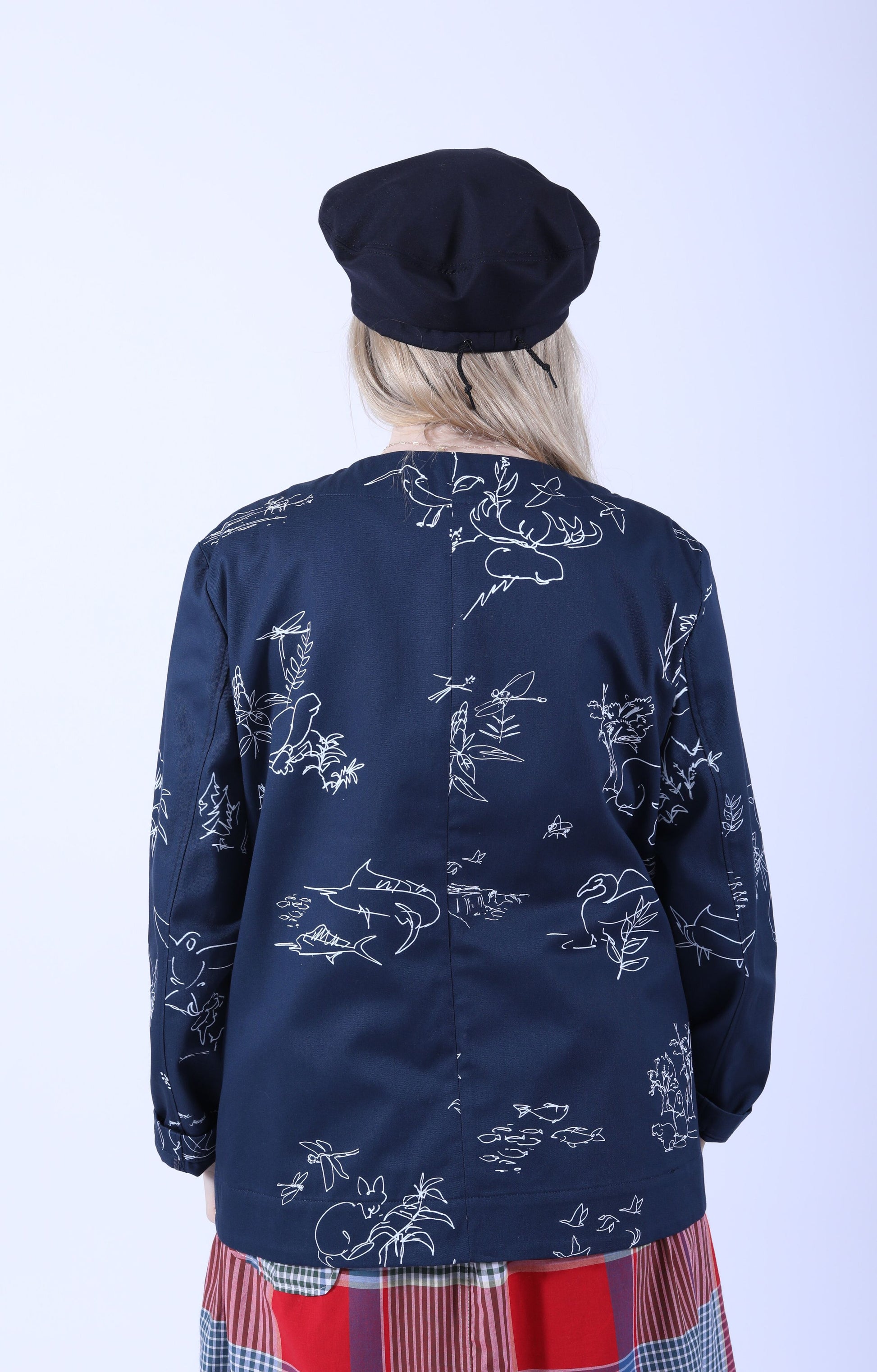 Cutaway Jacket Navy Animal Print
