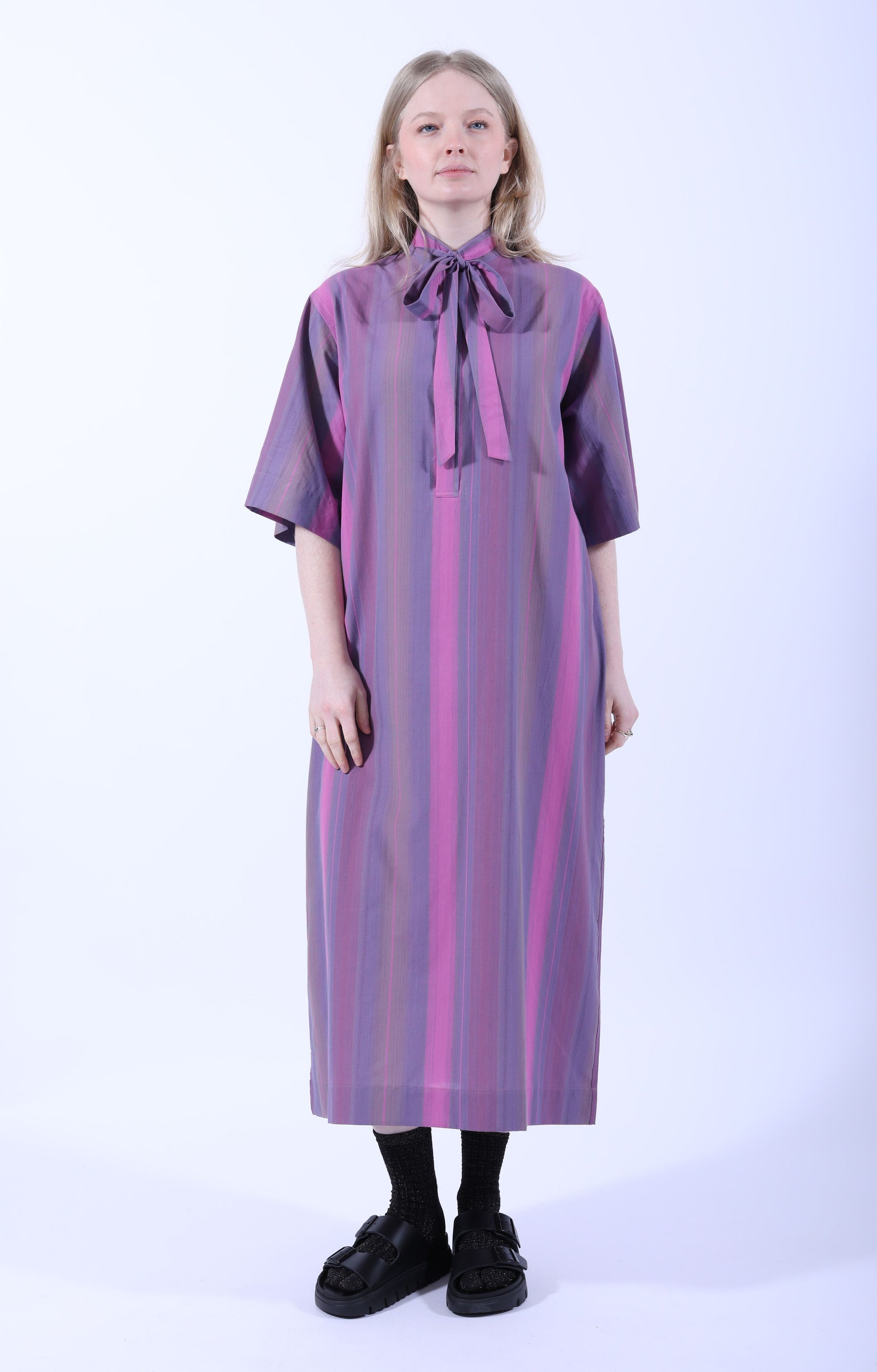 Ascot Collar Dress Pink