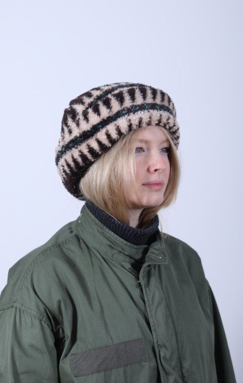 Jacquard Fleece Cap Beige