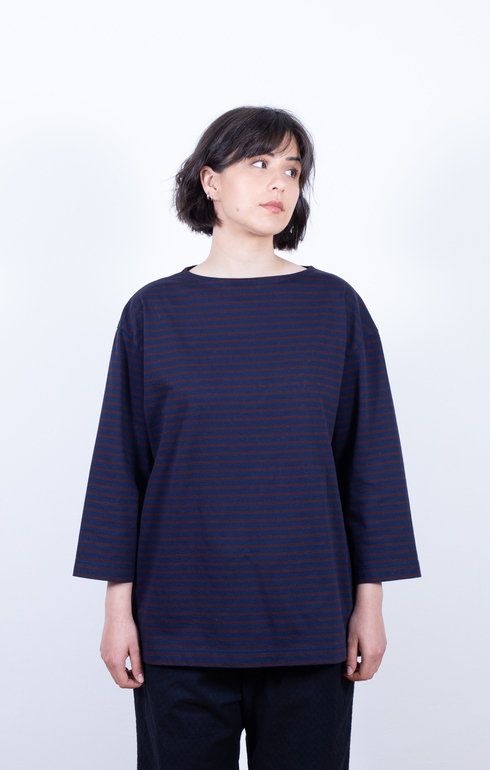 Basque T Border Navy/Wine