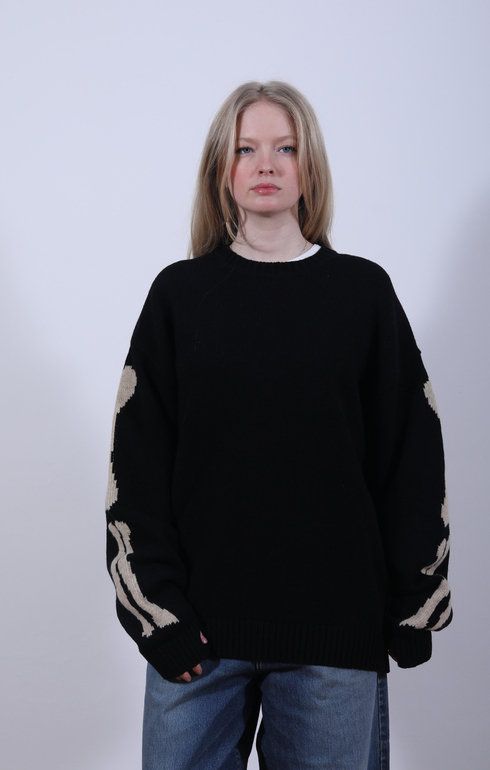 5G Wool Bone Sweater Black