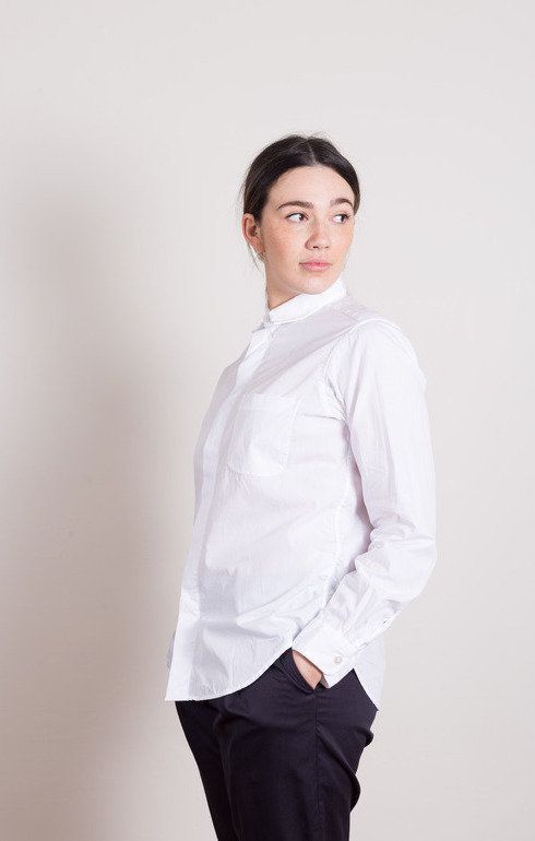 Short Collar Shirt White Poplin