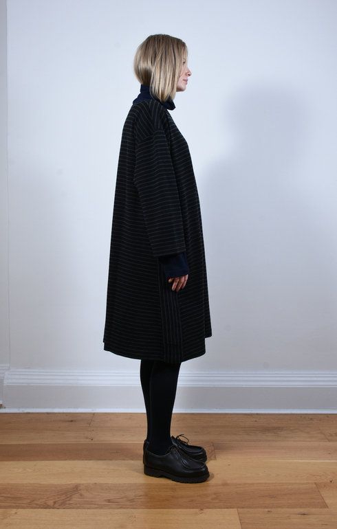 Side Panel Basque Shirt Dress Black