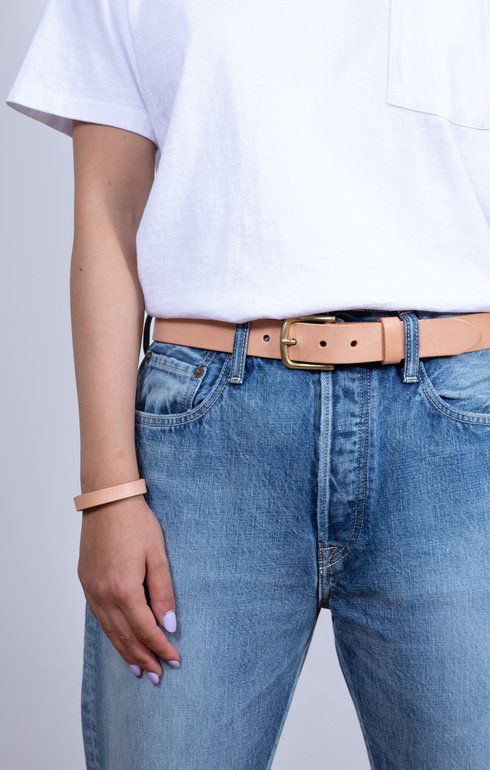 Classic Belt Natural/Brass Leather