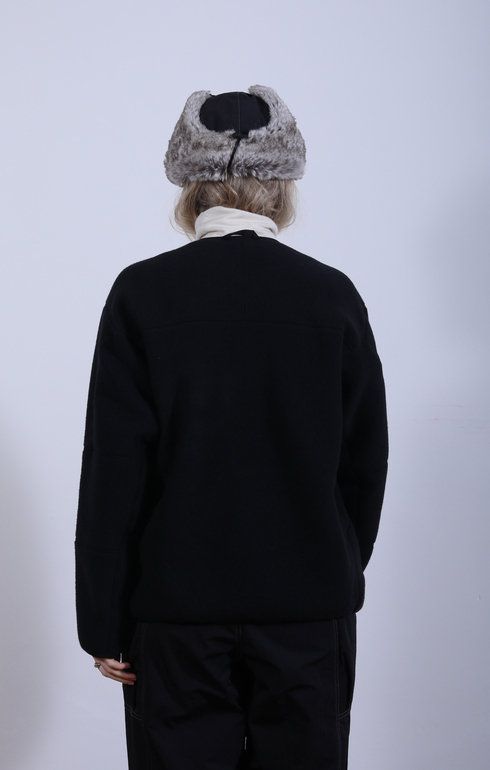 Wool Fleece Cardigan Black