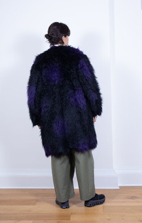 Gown Coat Acrylic Fur/Blurred Dot Black