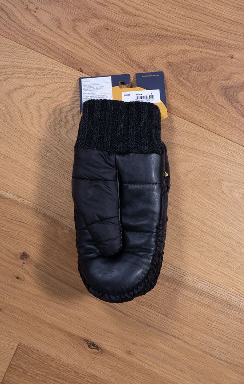 Recycled Polyester & Sheep Leather Mittens - Black