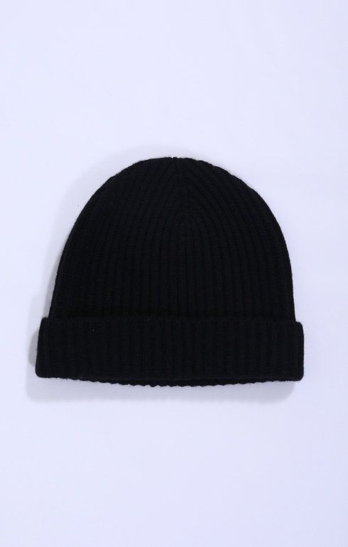 Cashmere Rib Beanie Black