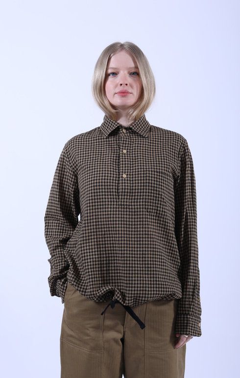 Hem String Shirt Black/Beige