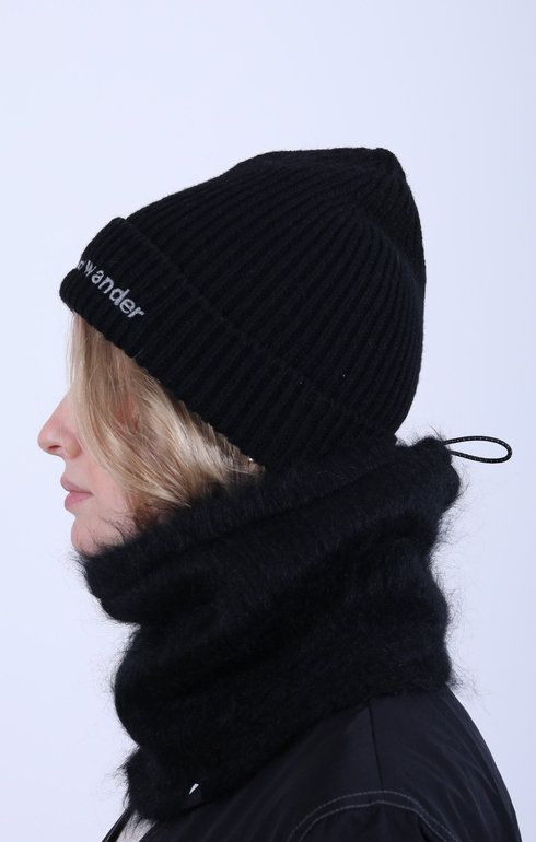 Shetland Wool Knit Cap Black
