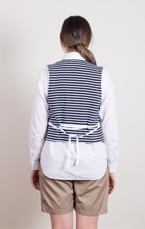 Knit Vest Cotton Navy Stripe