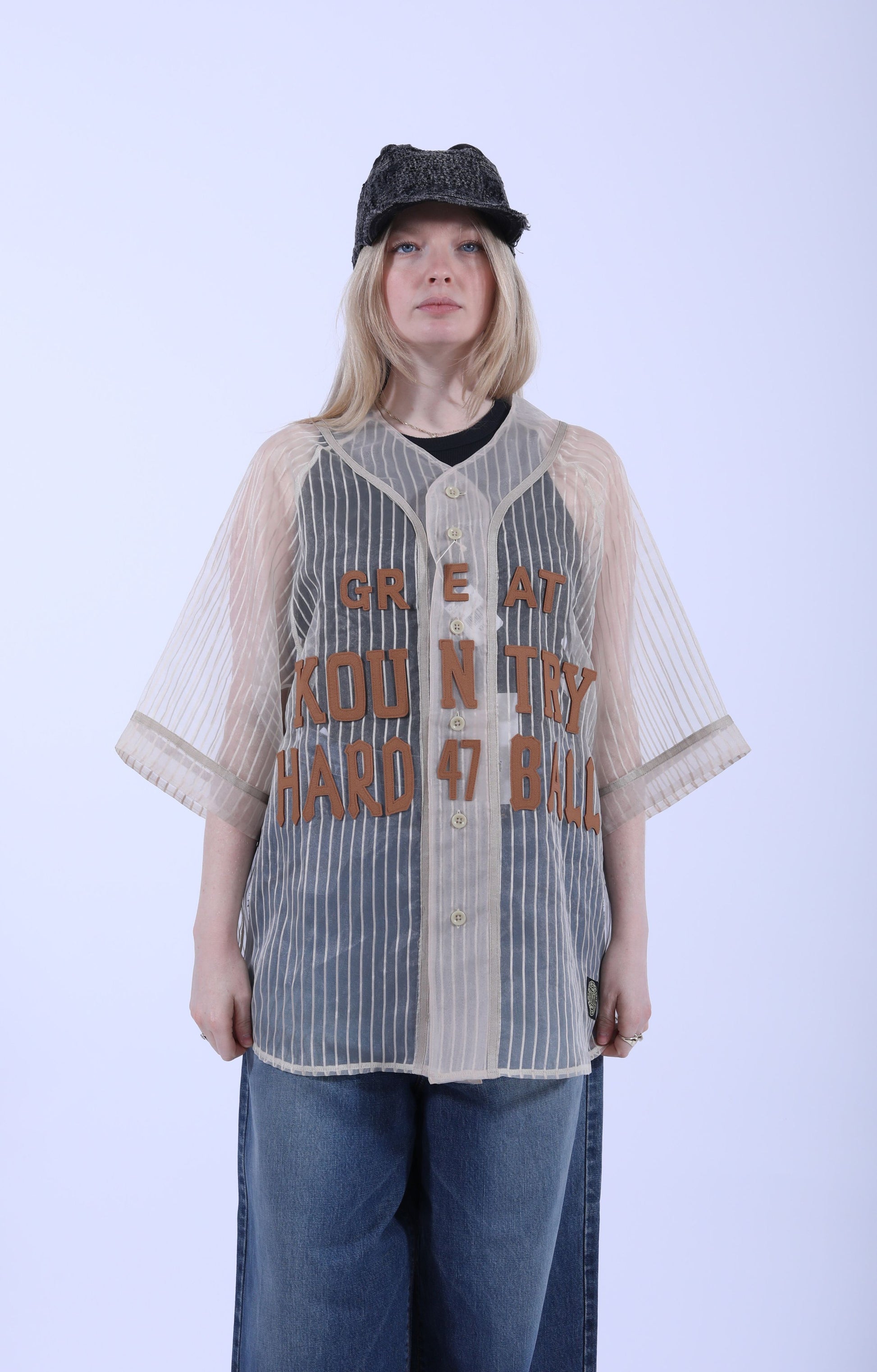 Sheer Stripe GREAT KOUNTRY Shirt Beige