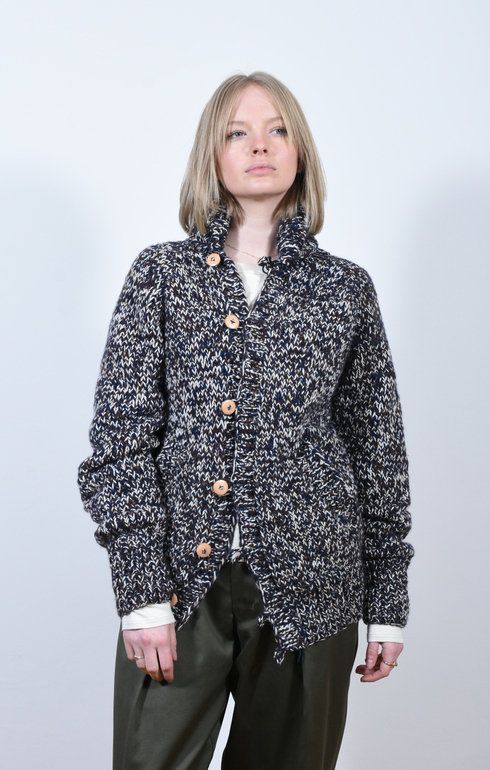 Shawl Collar Loop Button Cardigan
