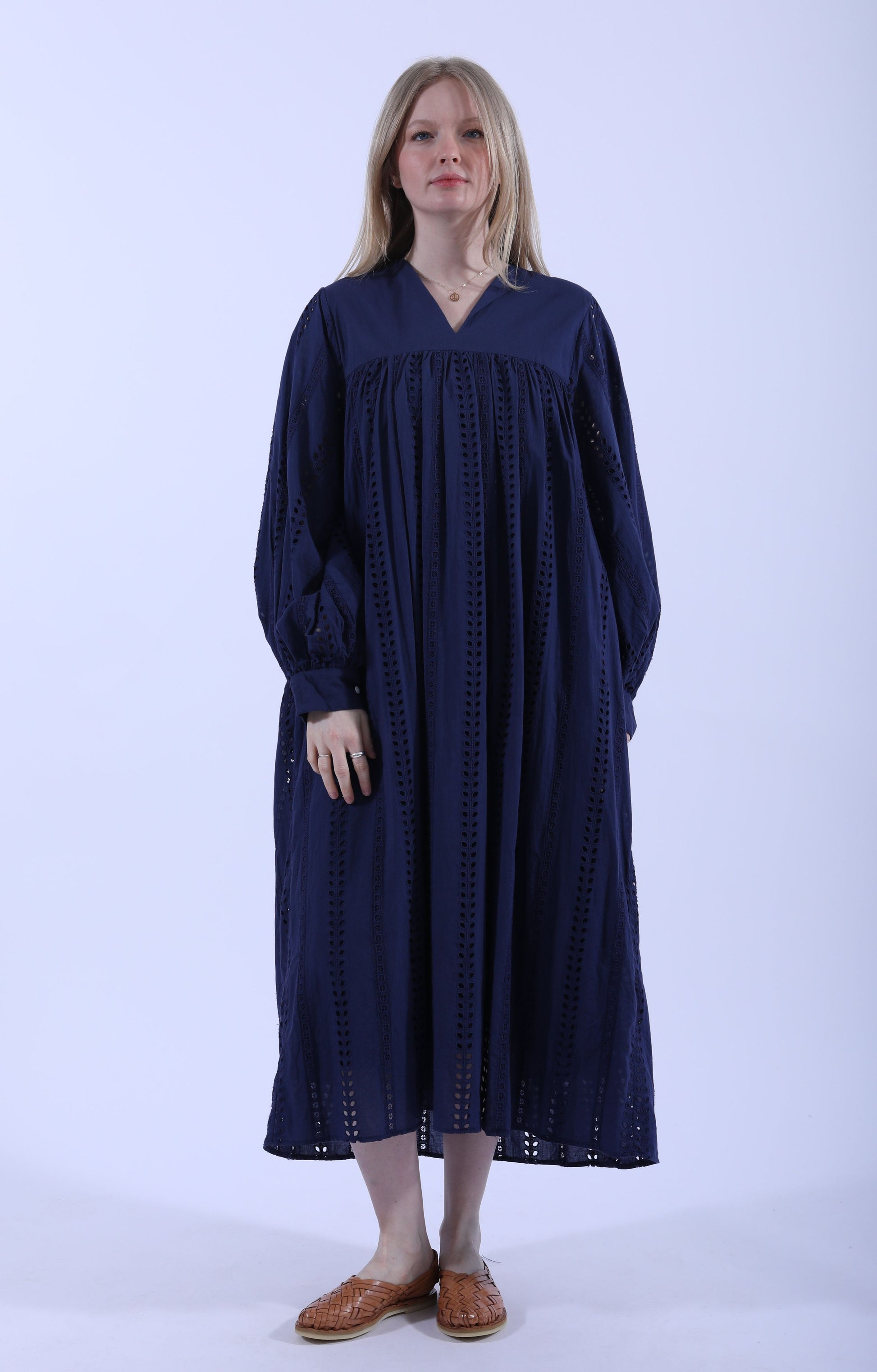 Smock Dress Indigo Navy Stripe