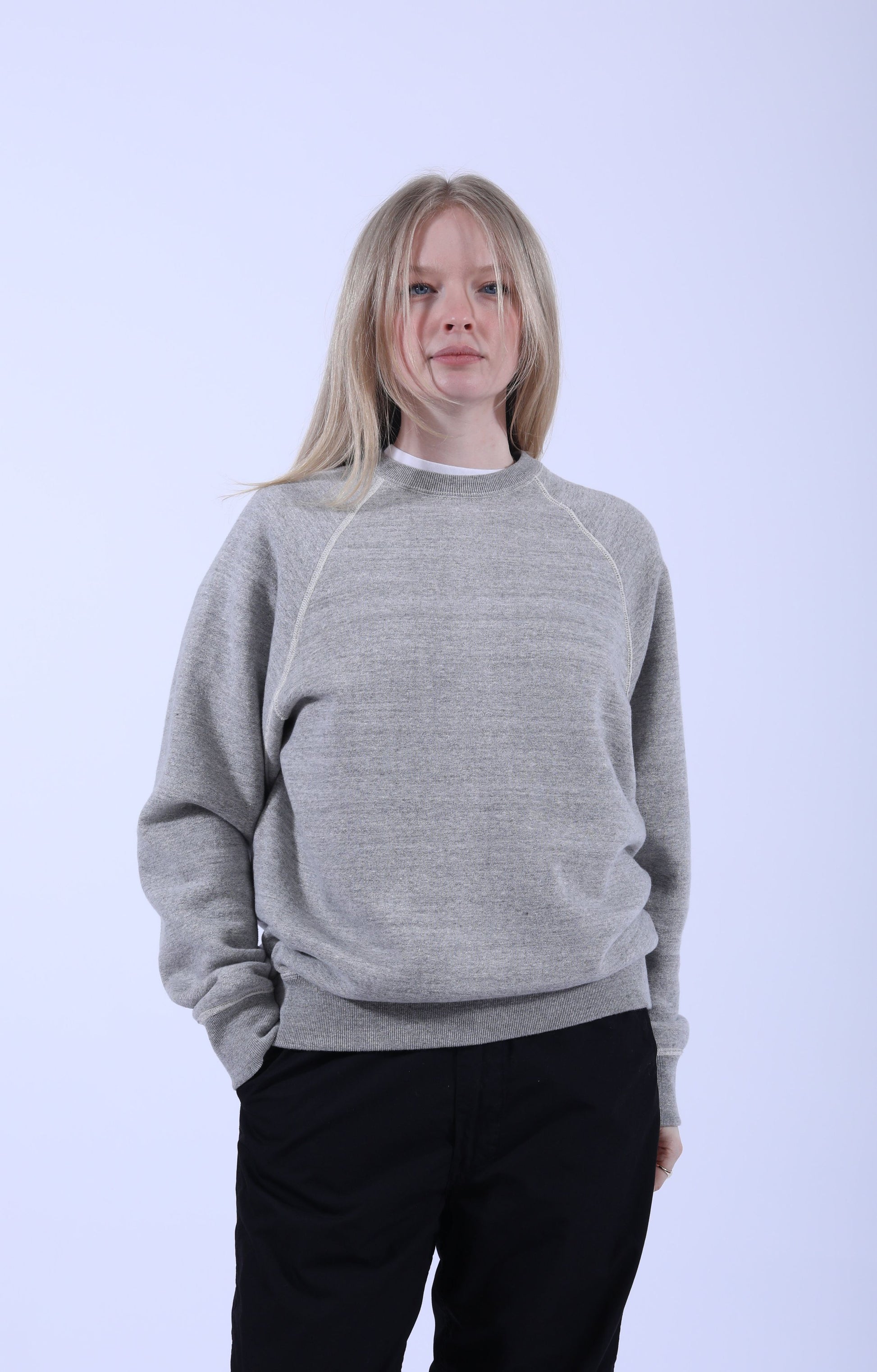Loop Wheel Crew Neck Heather Grey