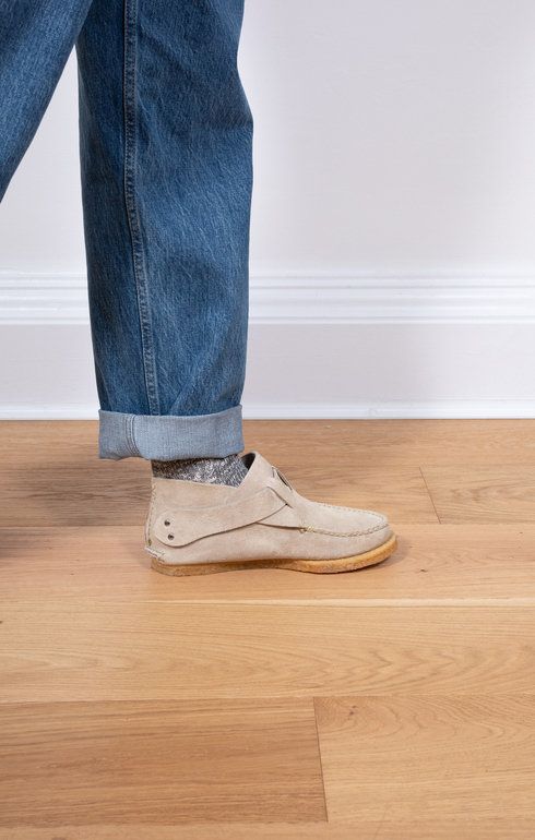 Ring Boots Crepe Sole Pearl