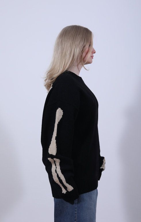 5G Wool Bone Sweater Black