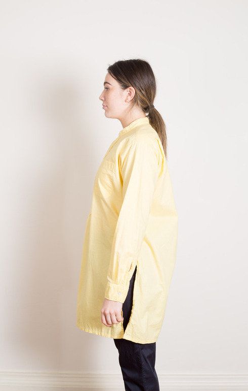 Banded Collar Long Shirt Yellow