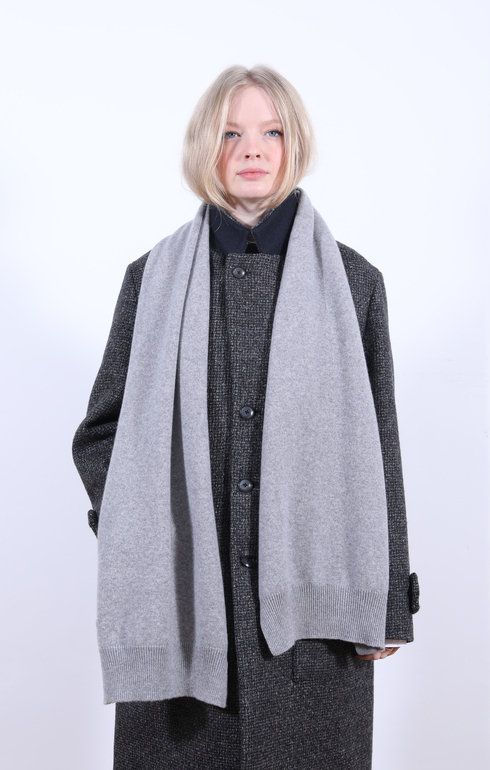 Plain Cashmere Knit Scarf Brume