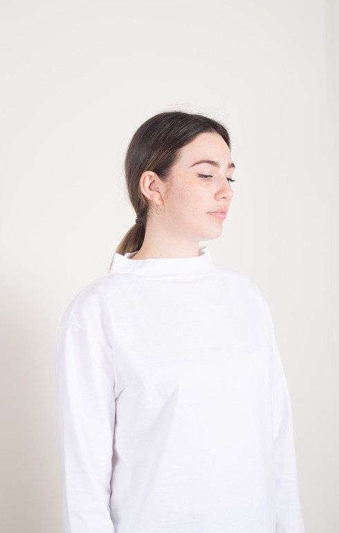 Boat Neck Big Basque Shirt White