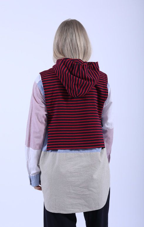 Hooded Interliner Red/Navy Stripe