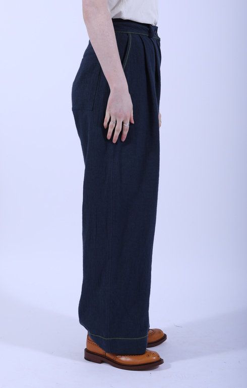 Mara Trouser With Trim Dark Indigo