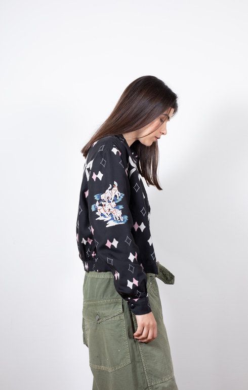 Rayon Twill AINU MOSIR Drizzler JKT Black