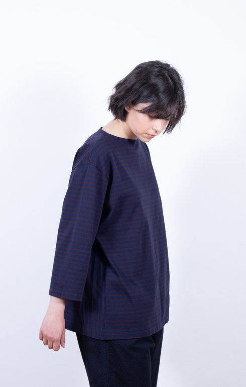 Basque T Border Navy/Wine
