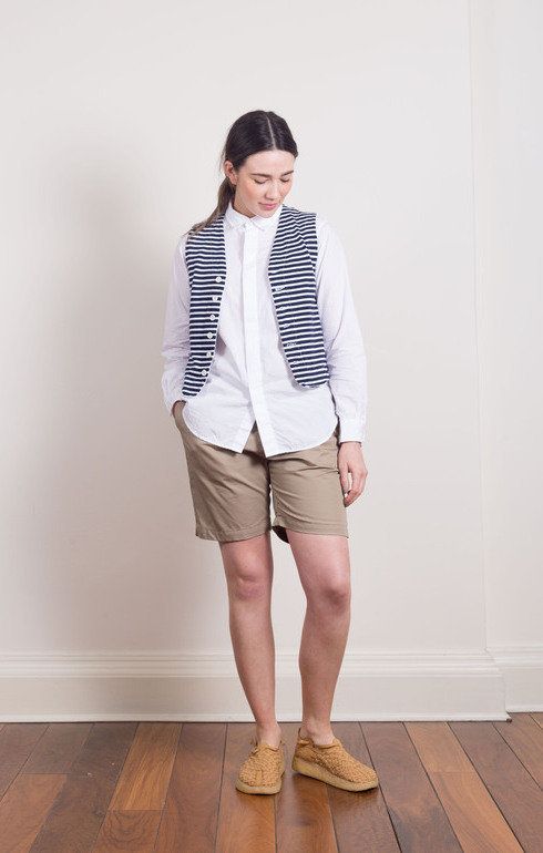 Knit Vest Cotton Navy Stripe